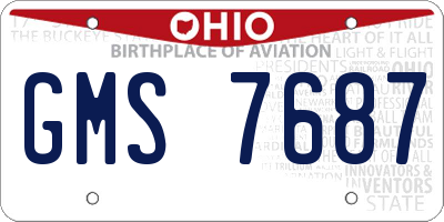 OH license plate GMS7687