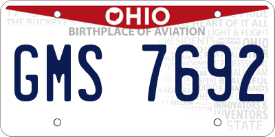 OH license plate GMS7692