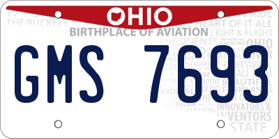 OH license plate GMS7693