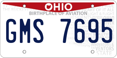 OH license plate GMS7695