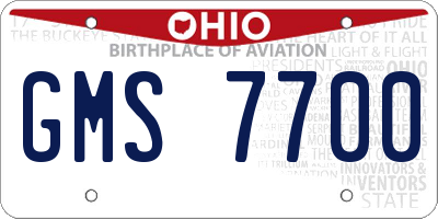 OH license plate GMS7700
