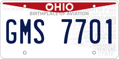 OH license plate GMS7701
