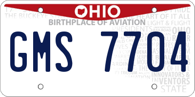 OH license plate GMS7704