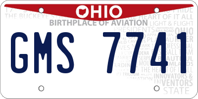 OH license plate GMS7741