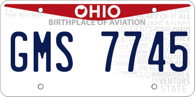OH license plate GMS7745