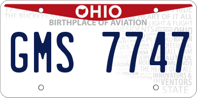 OH license plate GMS7747