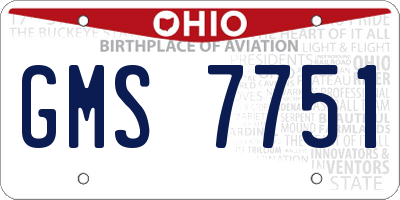 OH license plate GMS7751