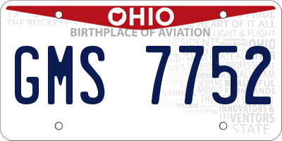 OH license plate GMS7752