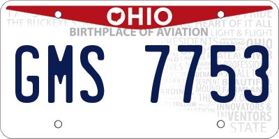 OH license plate GMS7753