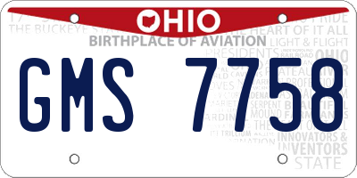 OH license plate GMS7758