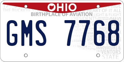 OH license plate GMS7768