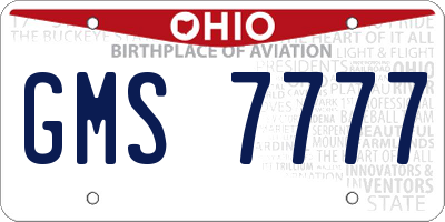 OH license plate GMS7777