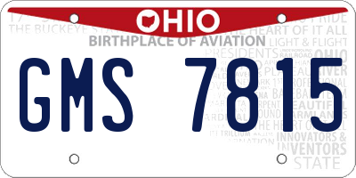 OH license plate GMS7815