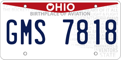 OH license plate GMS7818