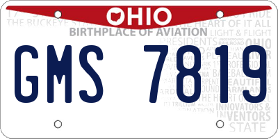 OH license plate GMS7819