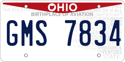 OH license plate GMS7834