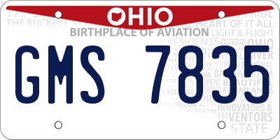 OH license plate GMS7835