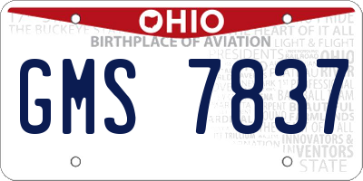 OH license plate GMS7837