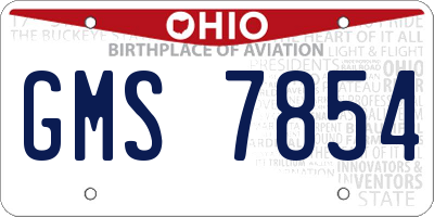 OH license plate GMS7854