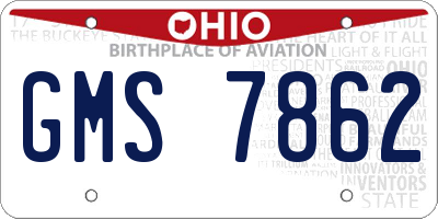 OH license plate GMS7862