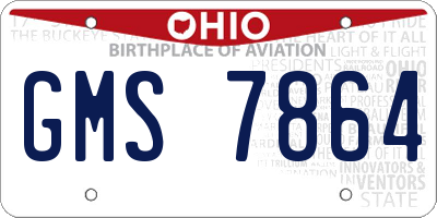 OH license plate GMS7864