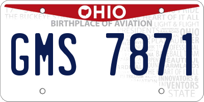 OH license plate GMS7871