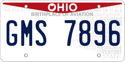 OH license plate GMS7896