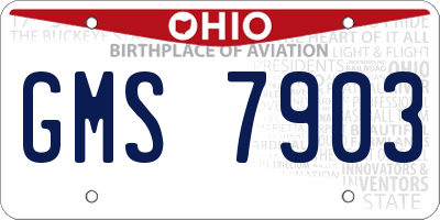 OH license plate GMS7903