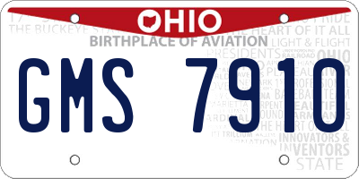 OH license plate GMS7910