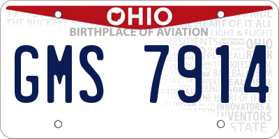 OH license plate GMS7914