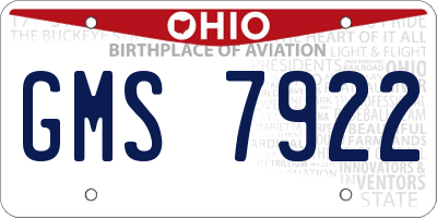 OH license plate GMS7922