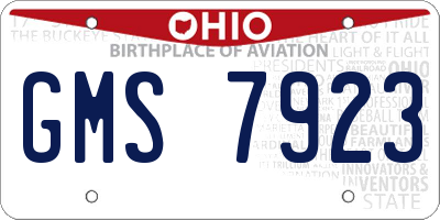 OH license plate GMS7923