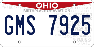OH license plate GMS7925