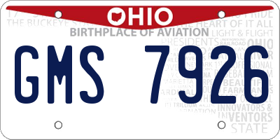 OH license plate GMS7926