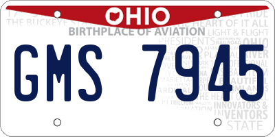 OH license plate GMS7945