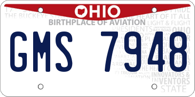 OH license plate GMS7948