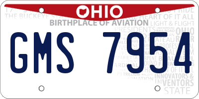 OH license plate GMS7954