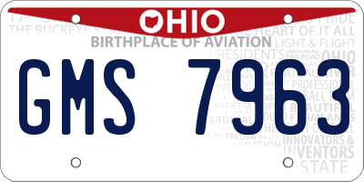 OH license plate GMS7963