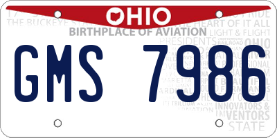OH license plate GMS7986