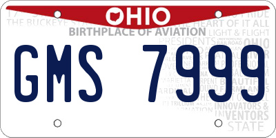 OH license plate GMS7999