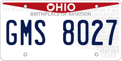 OH license plate GMS8027