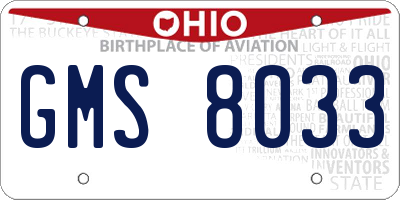 OH license plate GMS8033