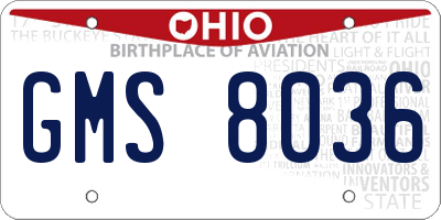 OH license plate GMS8036