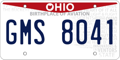 OH license plate GMS8041