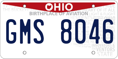 OH license plate GMS8046