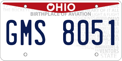 OH license plate GMS8051