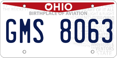 OH license plate GMS8063