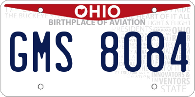 OH license plate GMS8084