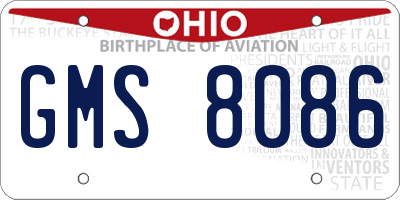 OH license plate GMS8086