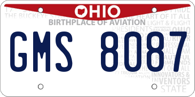 OH license plate GMS8087